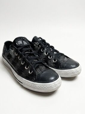 Converse All-Star Low-Top Black Sequin Sneakers - Women’s Size 8